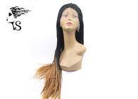 Ginger Blonde Ombre Box Braids Synthetic Lace Front Wigs For African American Women
